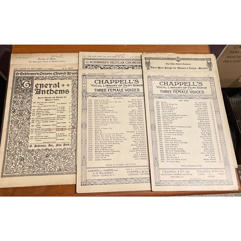 1920’s Antique Sheet Music Pamphlets - Hymnal's, Women's Trio Voices Lot Of 6